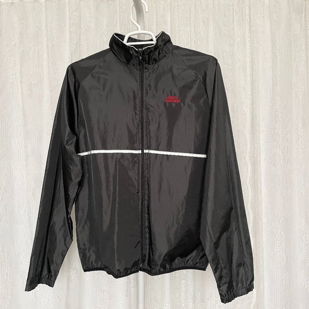 Vintage Sports Illustrated Men's Jacket XL Black Windbreaker Lightweight Zip